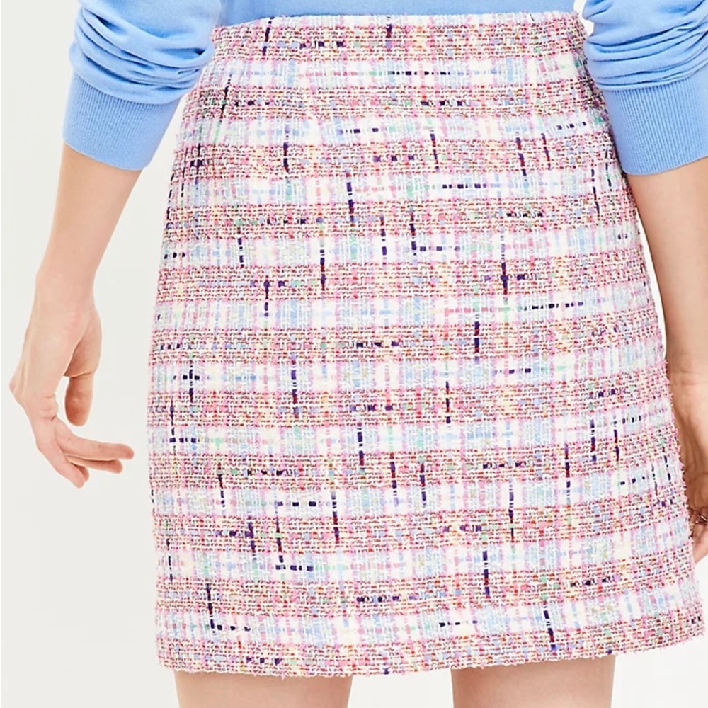 LOFT Pastel Tweed Mini Skirt Pink Blue White - Picture 4 of 4